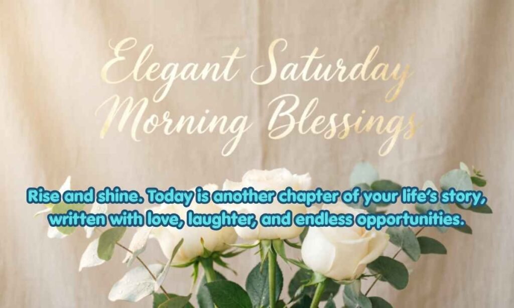 Elegant Saturday Morning Blessings Image:
Rise and shine. Today is another chapter of your life’s story, written with love, laughter, and endless opportunities.